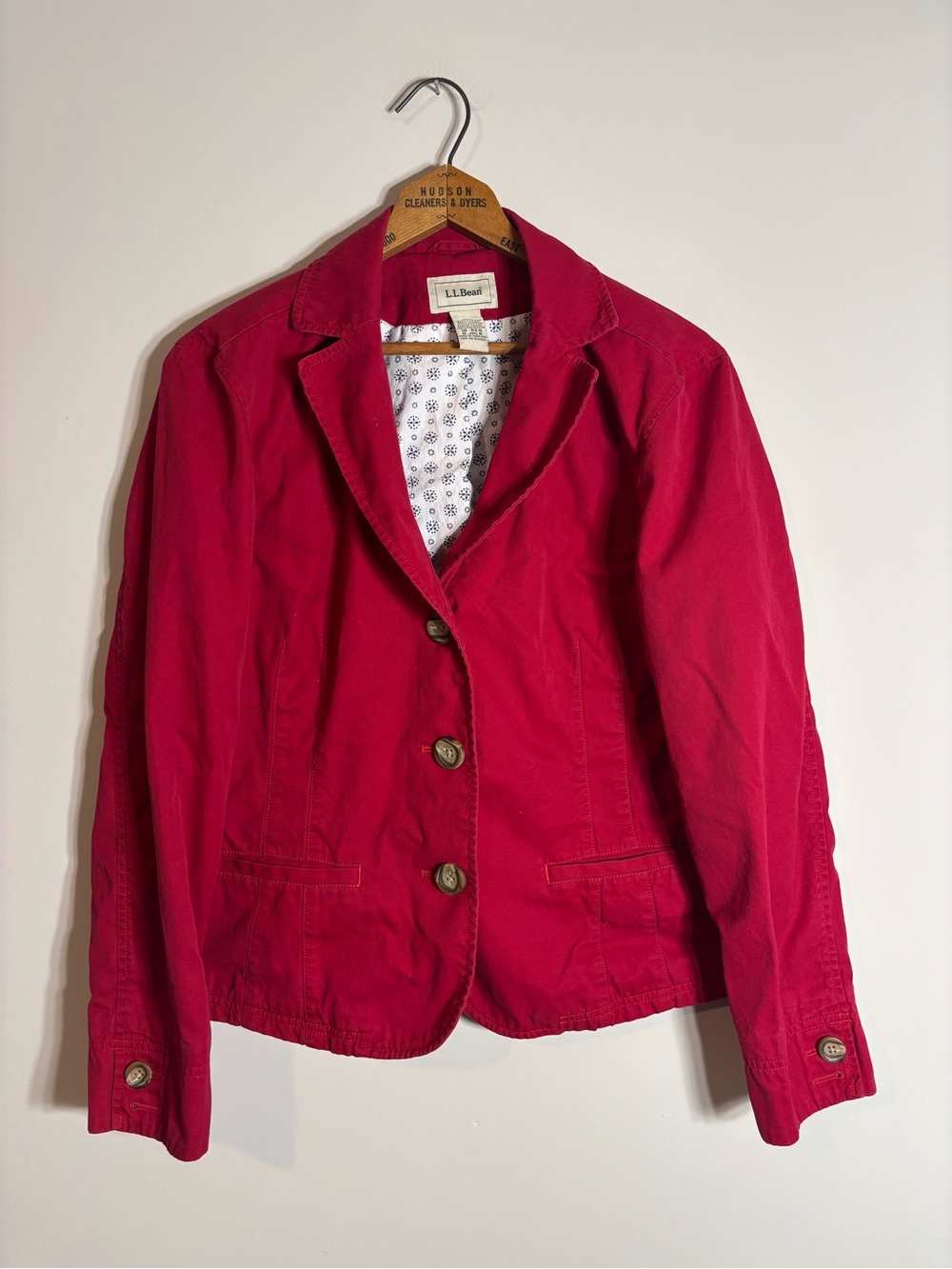 LL Bean Red Cotton Blazer 16 Reg